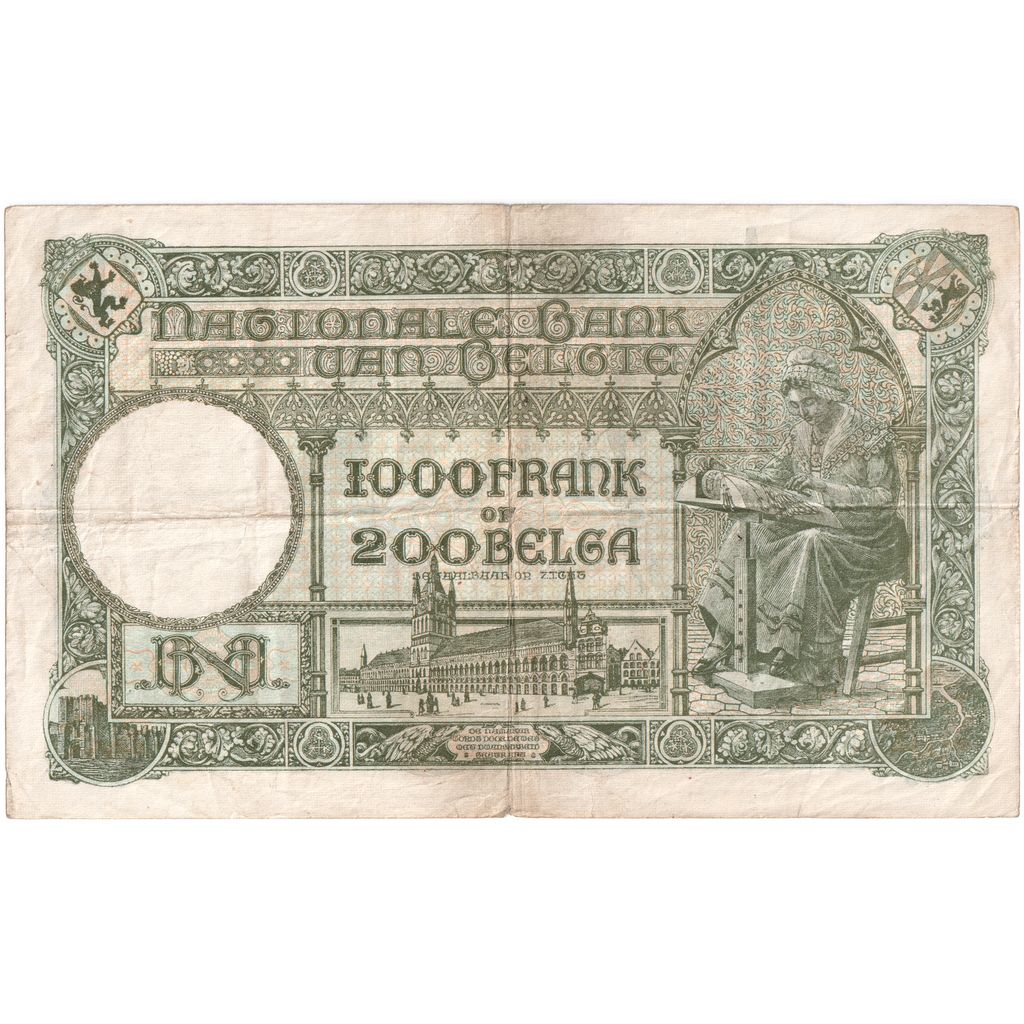 Belgia, 1000 Francs-200 Belgas, 1939-01-07, VF(20-25)