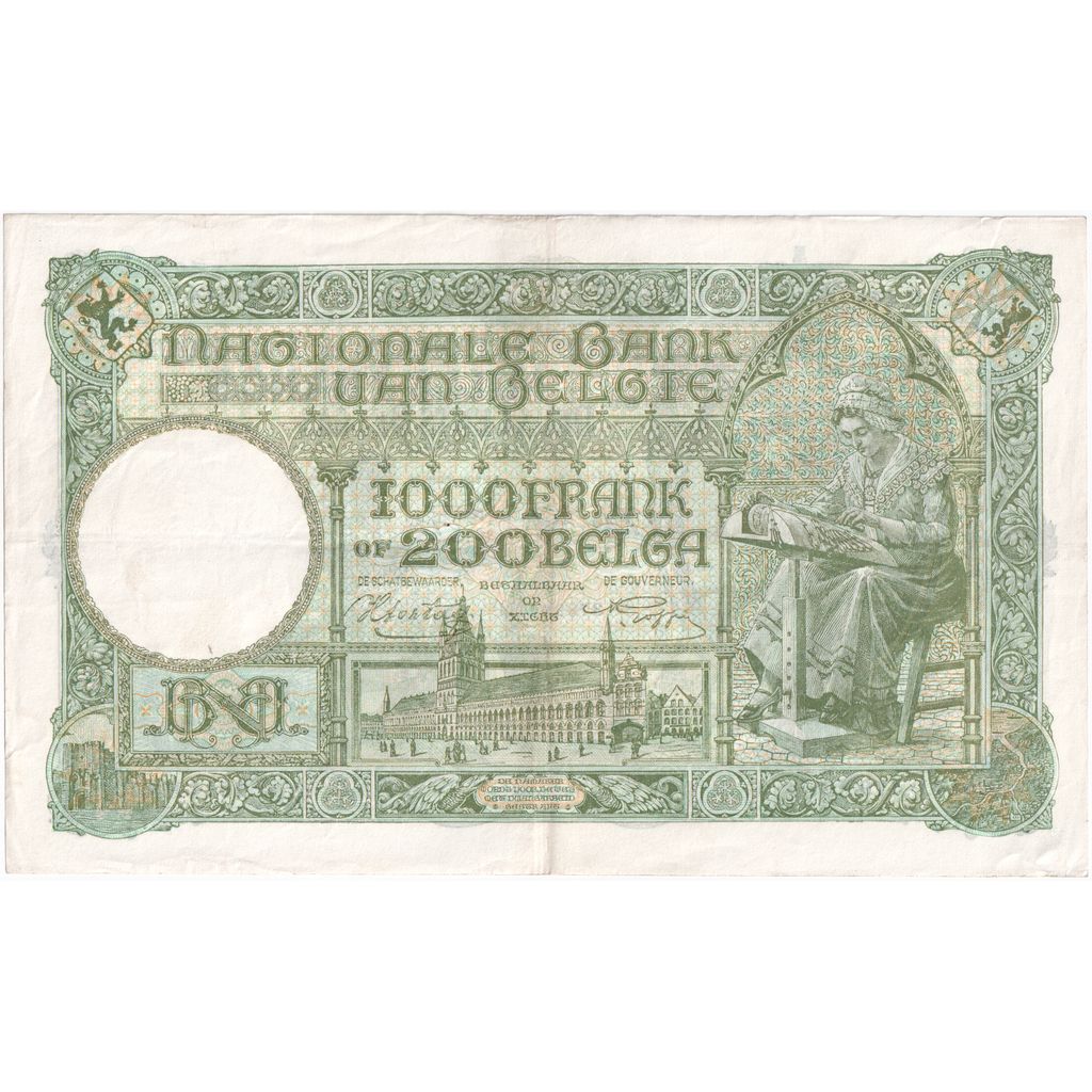 Belgia, 1000 Francs-200 Belgas, 1942-04-07, EF(40-45)