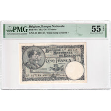 Belgien, 5 Francs, 1925-08-10, AU 55 EPQ, PMG