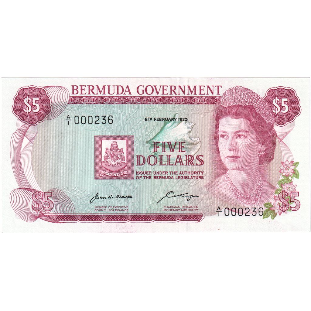Bermuda, 5 Dollars, 1970-02-06, UNC(65-70)
