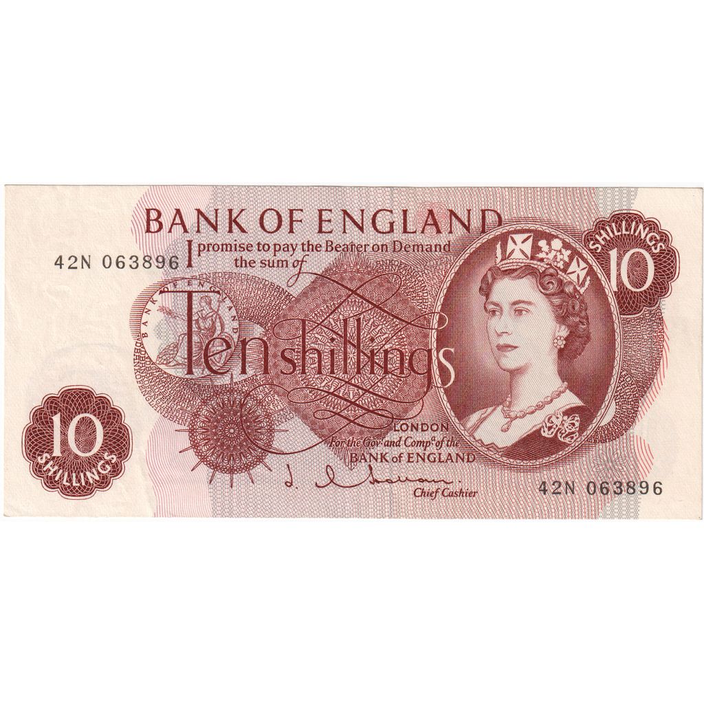 Kingdom of England, 10 Shillings, 1962-1966, UNC(65-70)