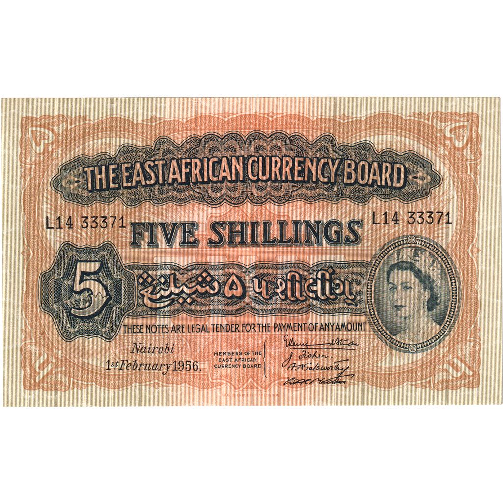 ÁFRICA ORIENTAL, 5 Shillings, 1956-02-01, AU(55-58)