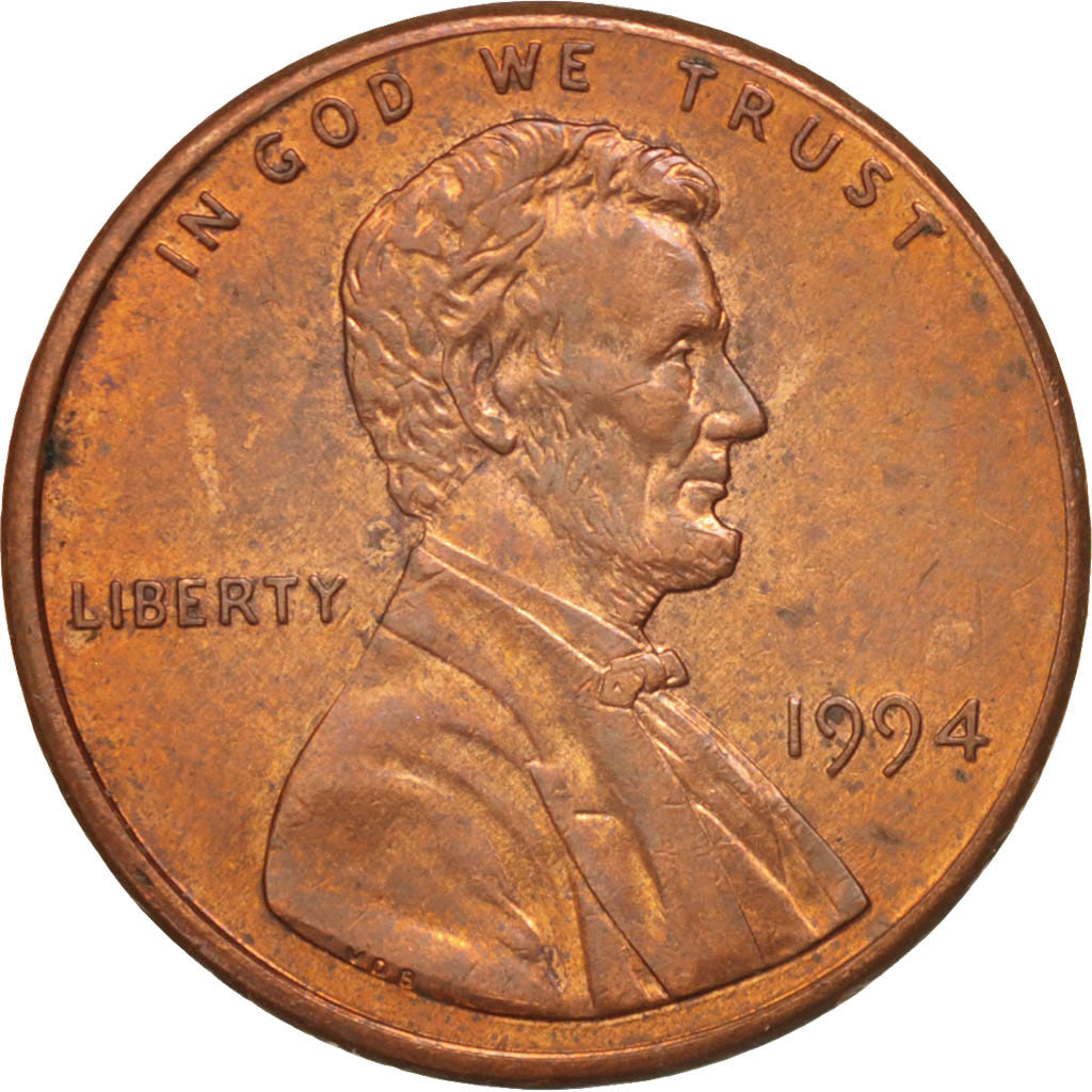 Coin, United States, Lincoln Cent, Cent, 1994, U.S. Mint, Philadelphia