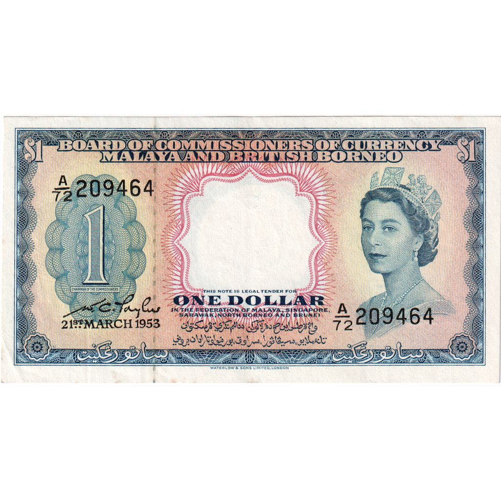 MALAIA E BORNÉU BRITÂNICO, 1 Dollar, 1953-03-21, UNC(65-70)
