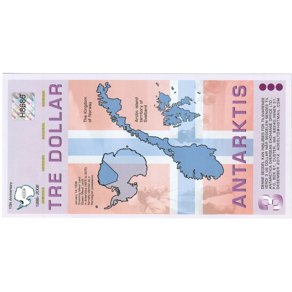 Antarctica, 3 Dollars, 2007, UNC(65-70)