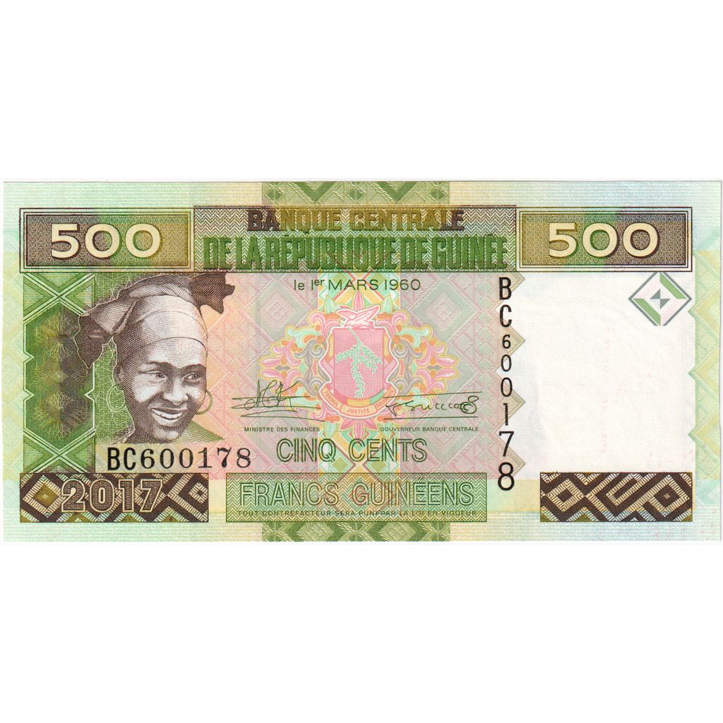 Guiné, 500 Francs, 2017, UNC(65-70)
