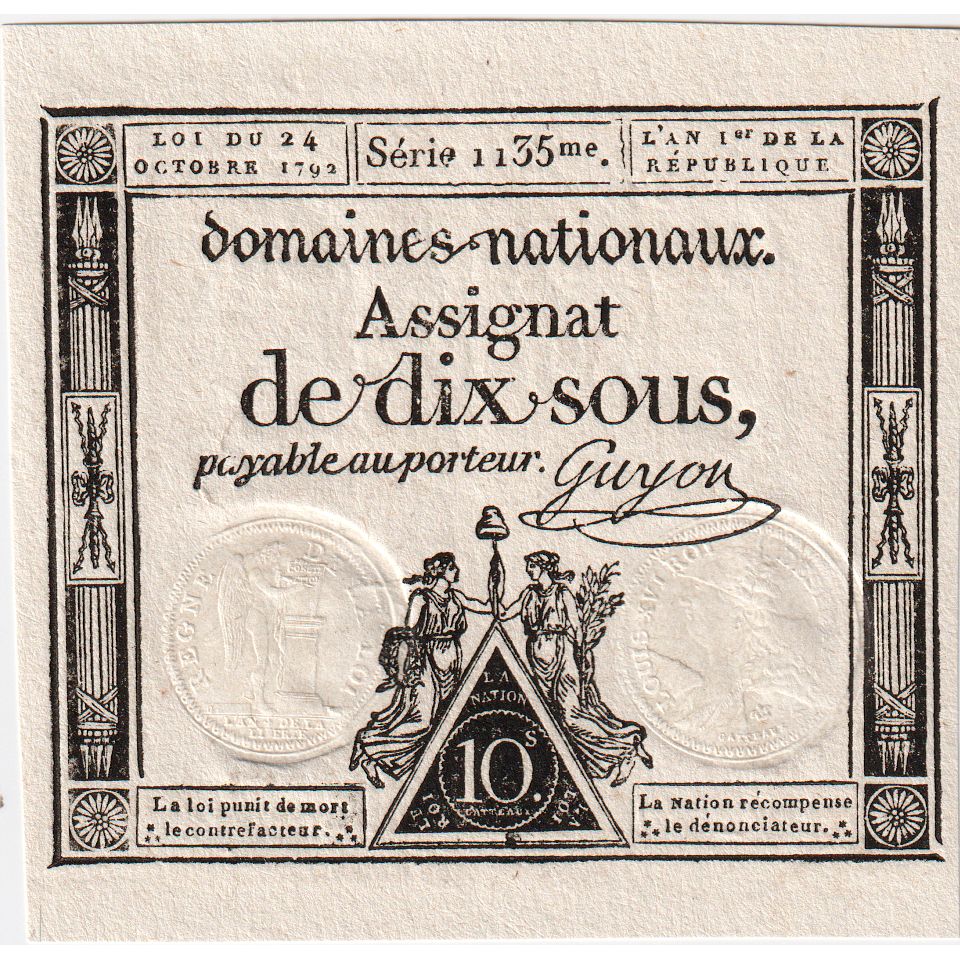 France, 10 Sols, 1792-10-24, 1135, AU(55-58)