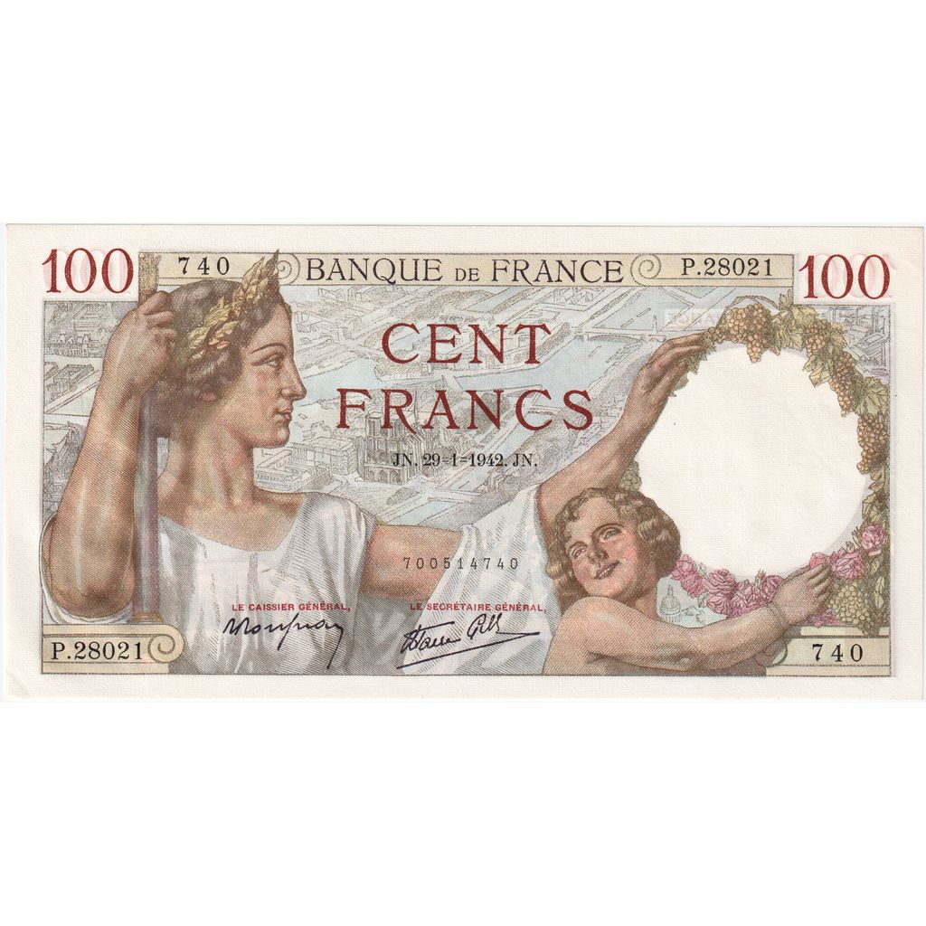 Francia, 100 Francs, Sully, 1942-01-29, P.28021, FDS