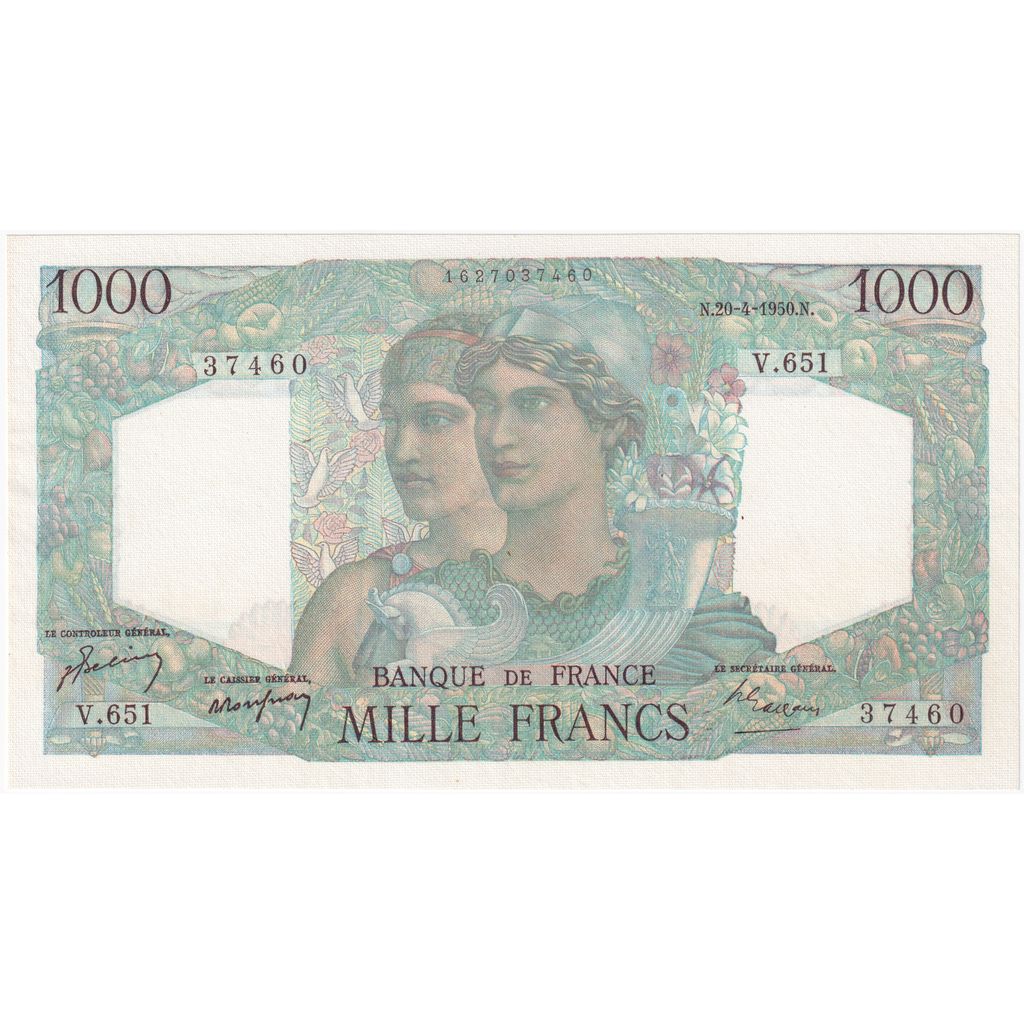 França, 1000 Francs, Minerve et Hercule, 1950-04-20, V.651, UNC(65-70)