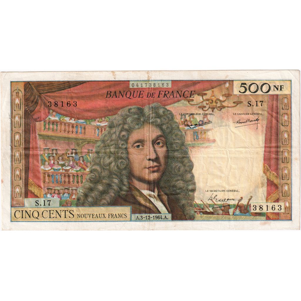 Frankreich, 500 Nouveaux Francs, Molière, 1964-12-03, S.17, S+