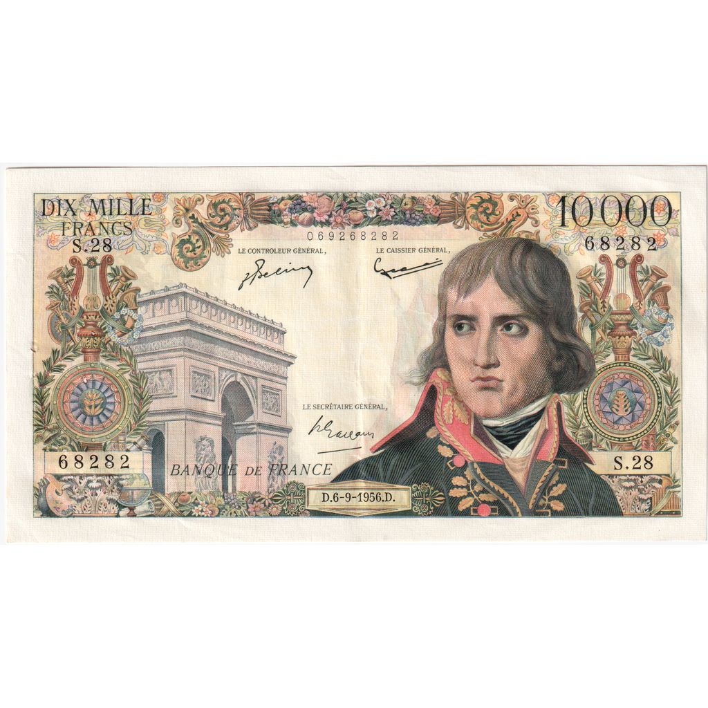 Francia, 10000 Francs, Bonaparte, 1956-09-06, S.28, Consecutive Numbers, BB