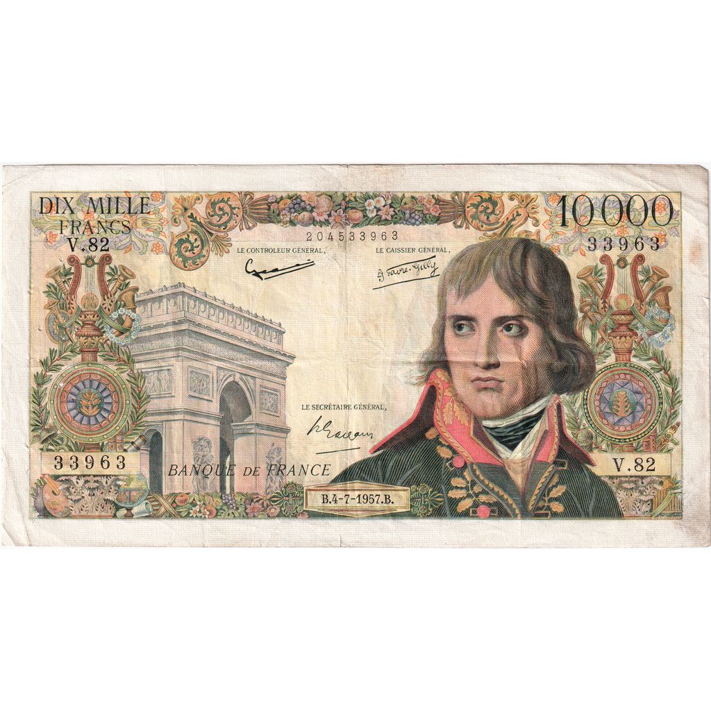 França, 10000 Francs, Bonaparte, 1957-07-04, V.82, VF(20-25)