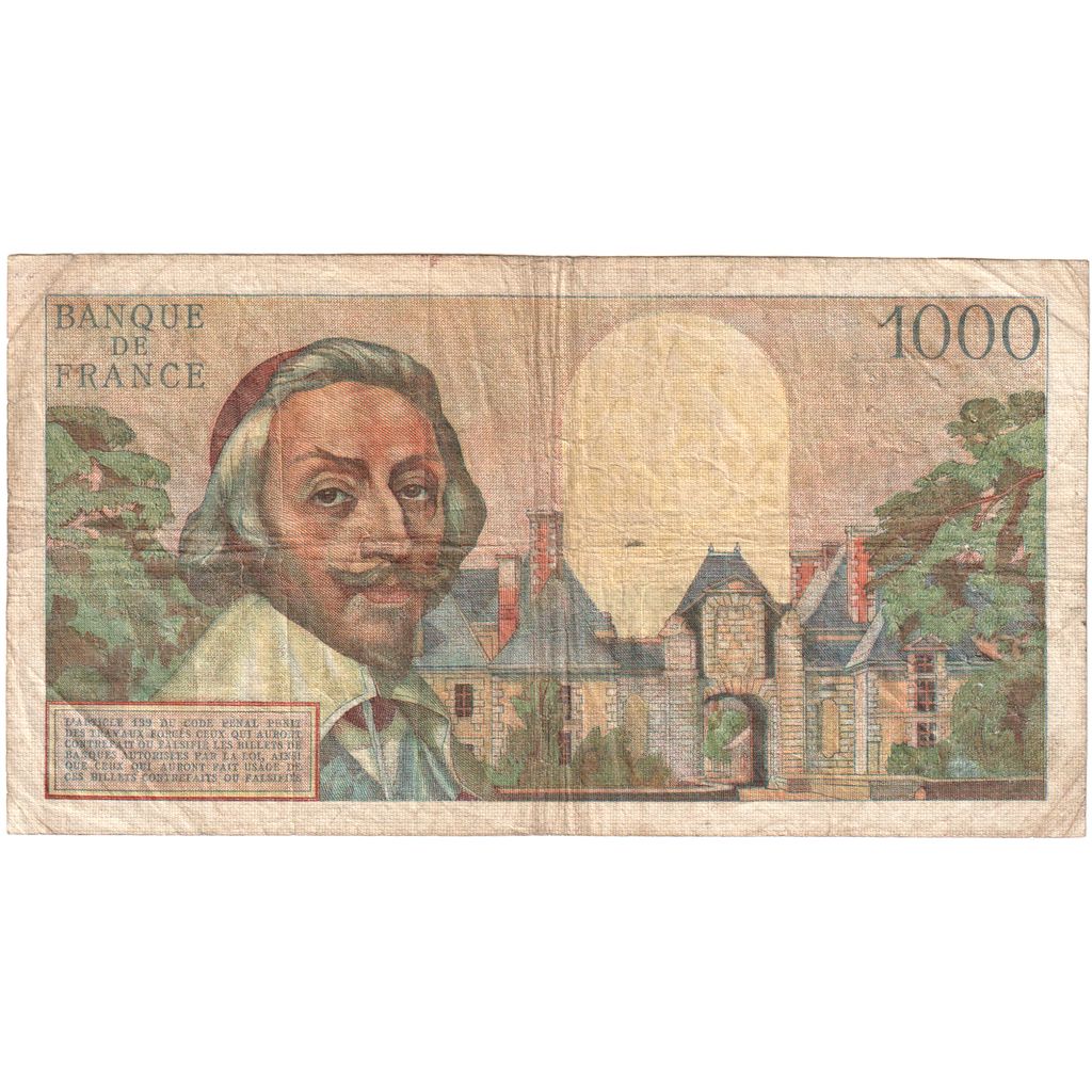 France, 1000 Francs, Richelieu, 1955-11-03, U.195, VF(20-25)