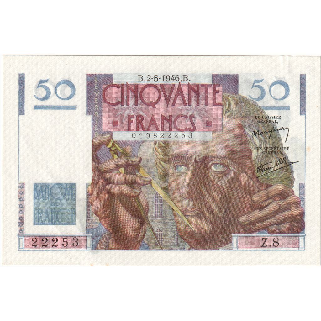 França, 50 Francs, Le Verrier, 1946-05-02, Z.8, UNC(60-62)