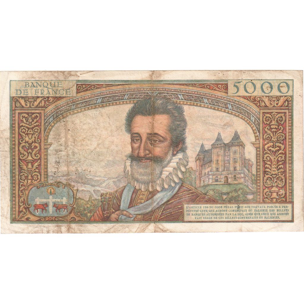 France, 5000 Francs, Henri IV, 1957-06-06, O.12, TB