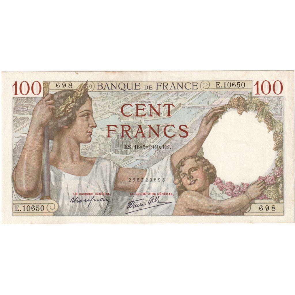 França, 100 Francs, Sully, 1940-05-16, E.10650, UNC(65-70)