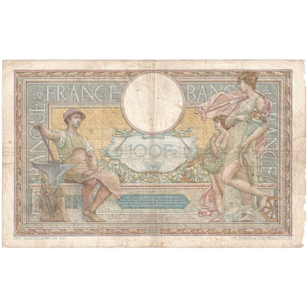 França, 100 Francs, Luc Olivier Merson, 1923-05-03, A.9257, F(12-15)