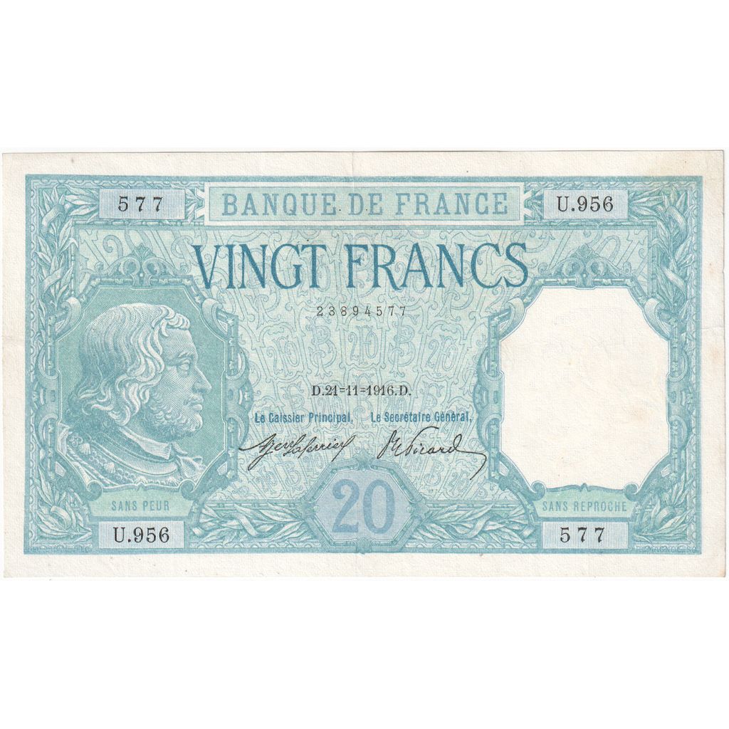 Francia, 20 Francs, Bayard, 1916-11-21, U.956, SPL
