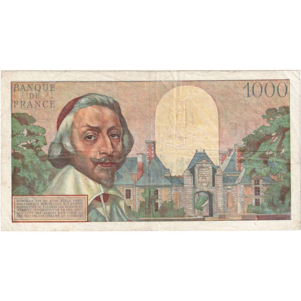 Francia, 10 Nouveaux Francs on 1000 Francs, Richelieu, 1957-03-07, N.329, BC