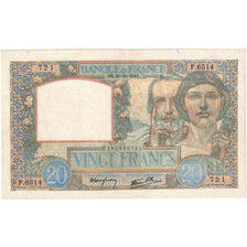 France, 20 Francs, Science et Travail, 1941-10-30, F.6514, UNC(63)