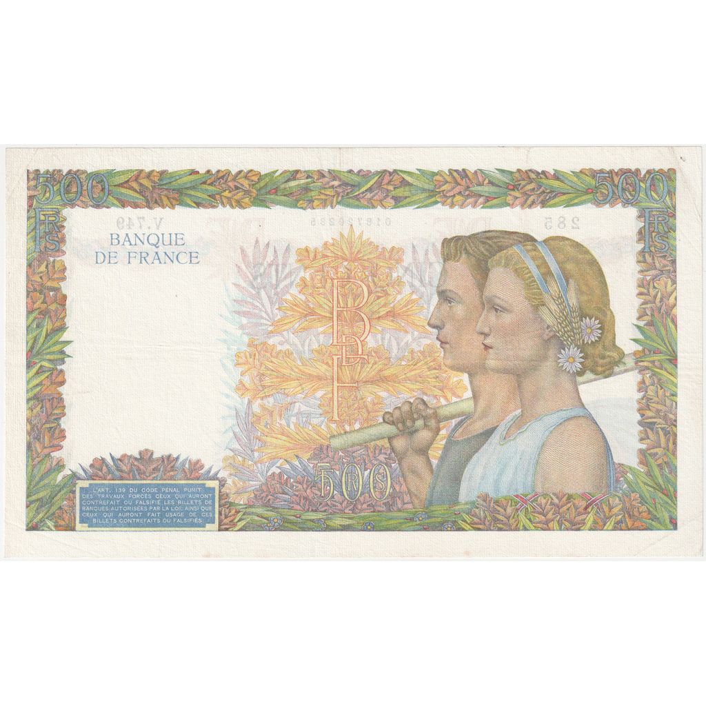 França, 500 Francs, La Paix, 1940-07-25, V.749, UNC(63)