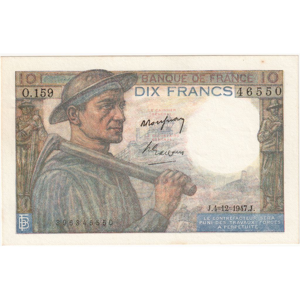 France, 10 Francs, Mineur, 1947-12-04, O.159, NEUF
