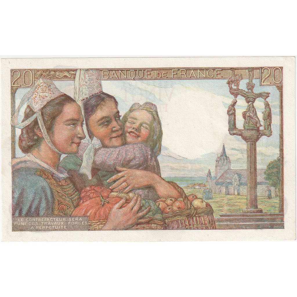 France, 20 Francs, Pêcheur, 1948-01-29, H.171, UNC(63)