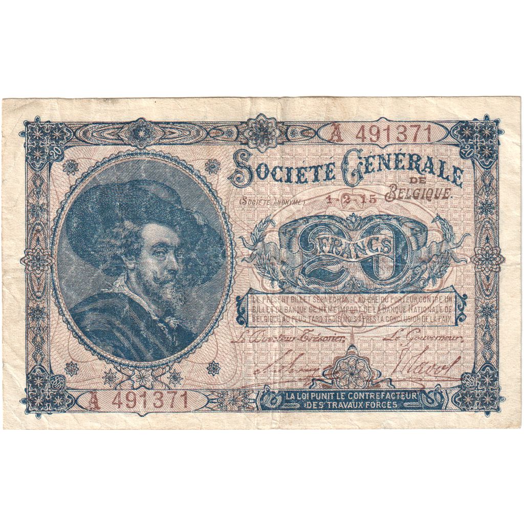 Bélgica, 20 Francs, 1915-02-01, MBC