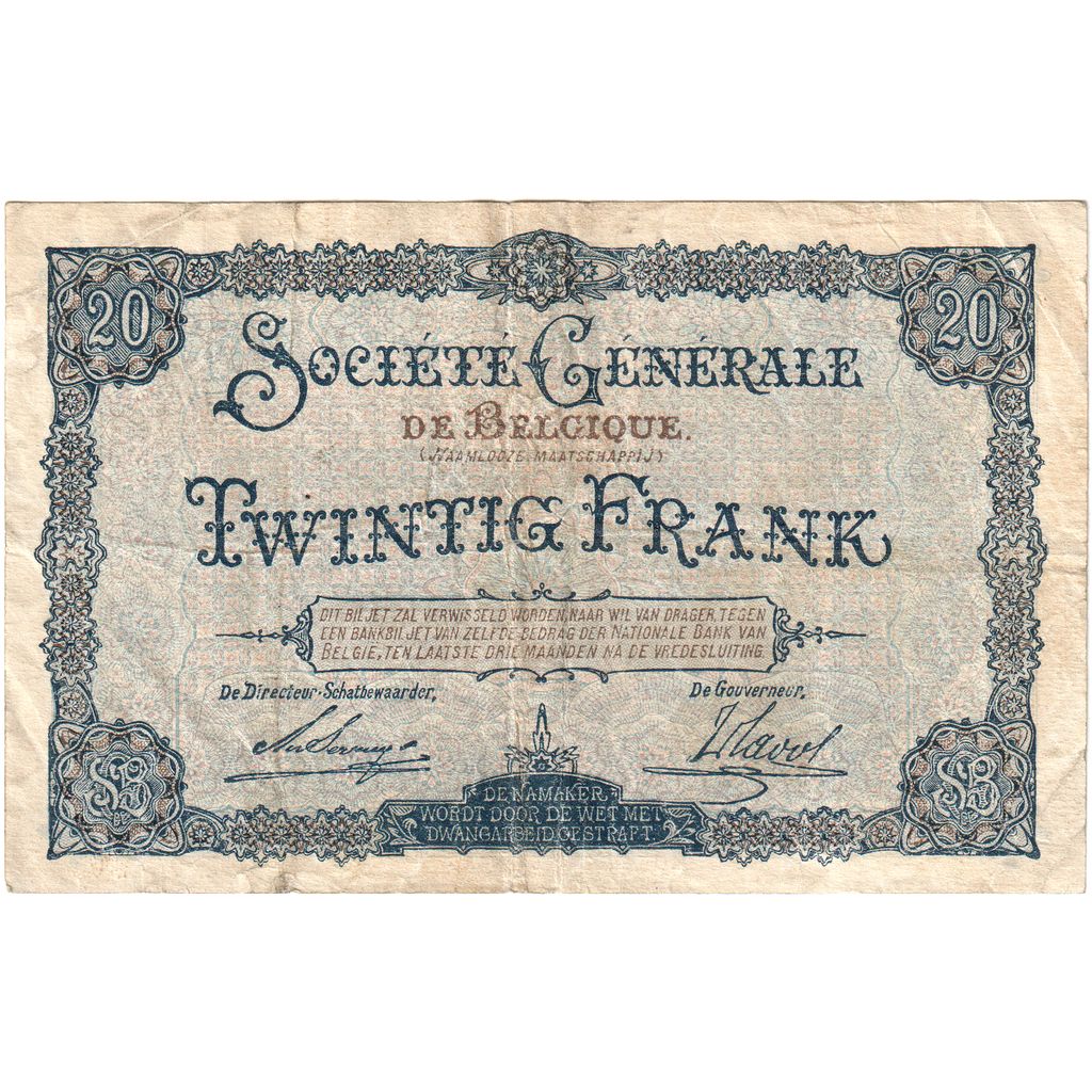 Bélgica, 20 Francs, 1915-02-01, MBC