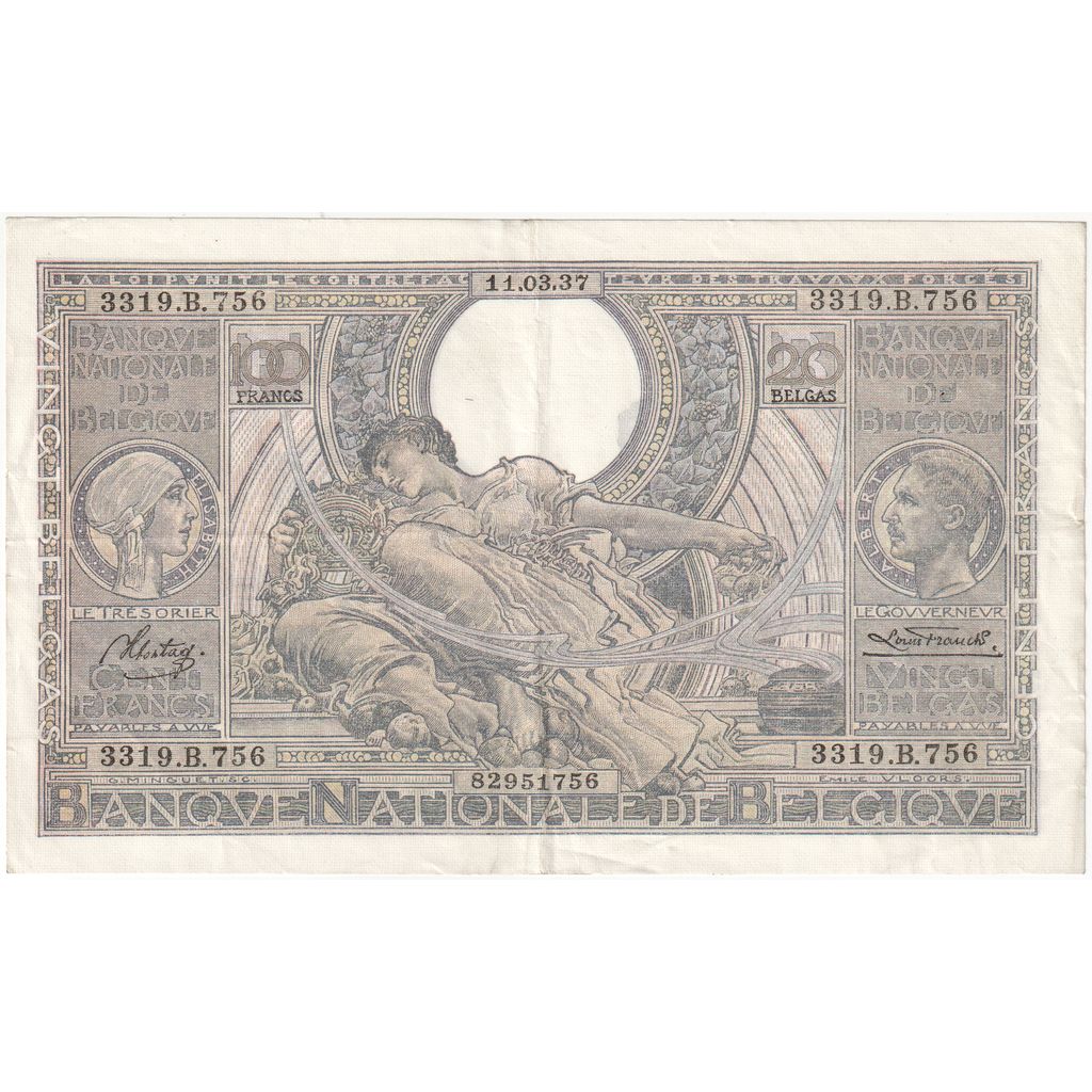 Belgien, 100 Francs-20 Belgas, 1937-03-11, SS