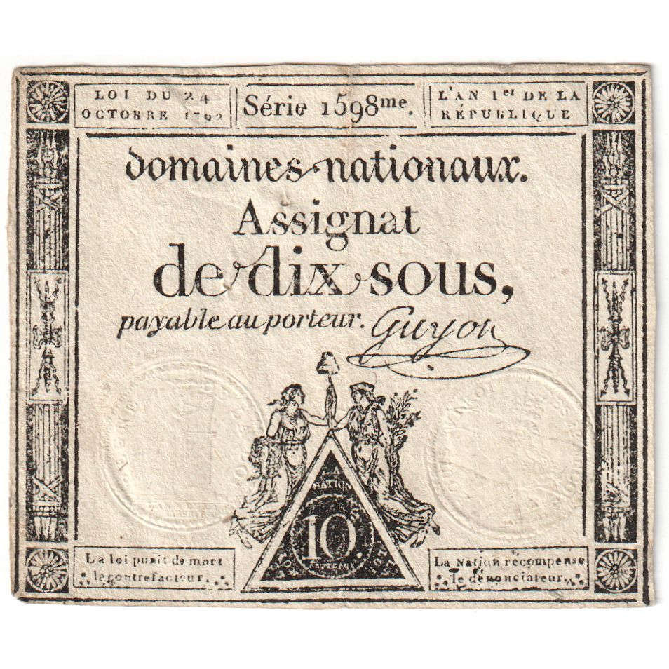 France, 10 Sous, 1792-10-24, 1598, EF(40-45)