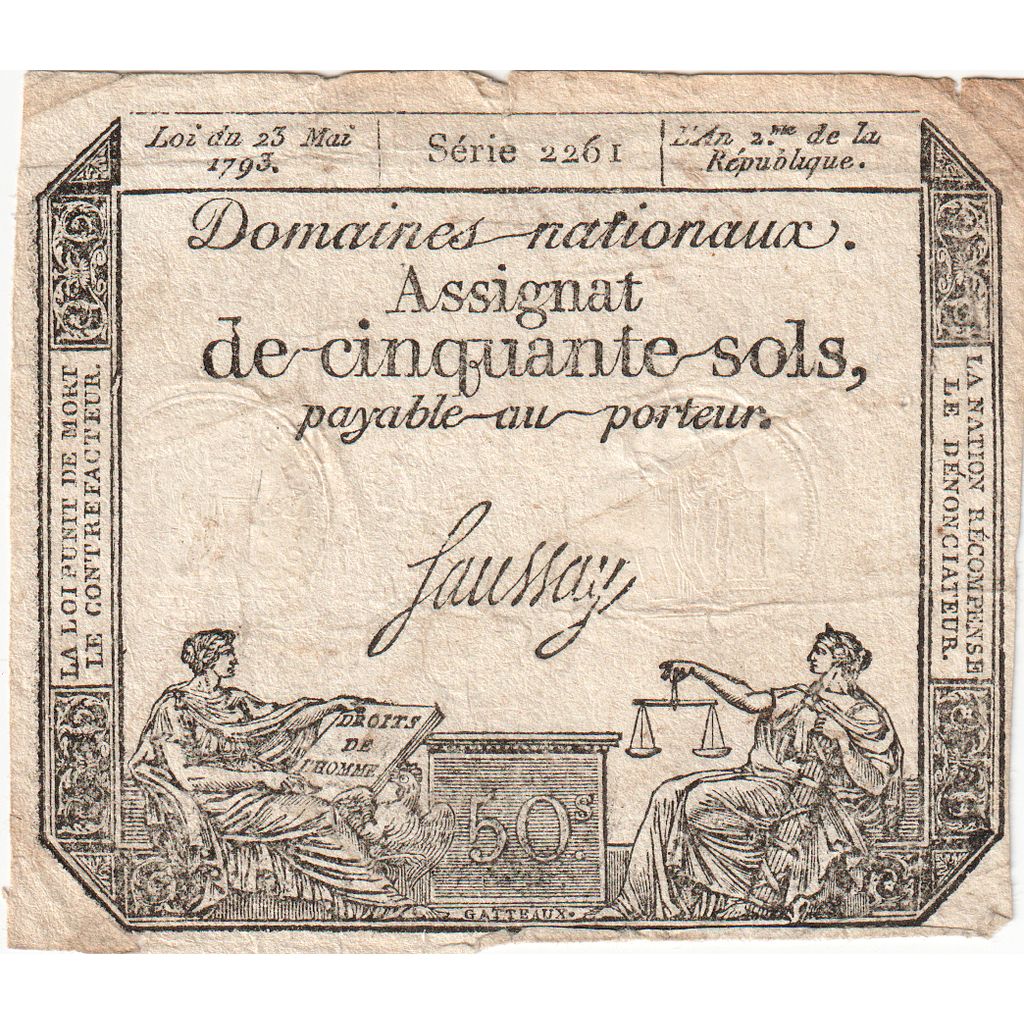 France, 50 Sols, 1793-05-23, 2261, EF(40-45)