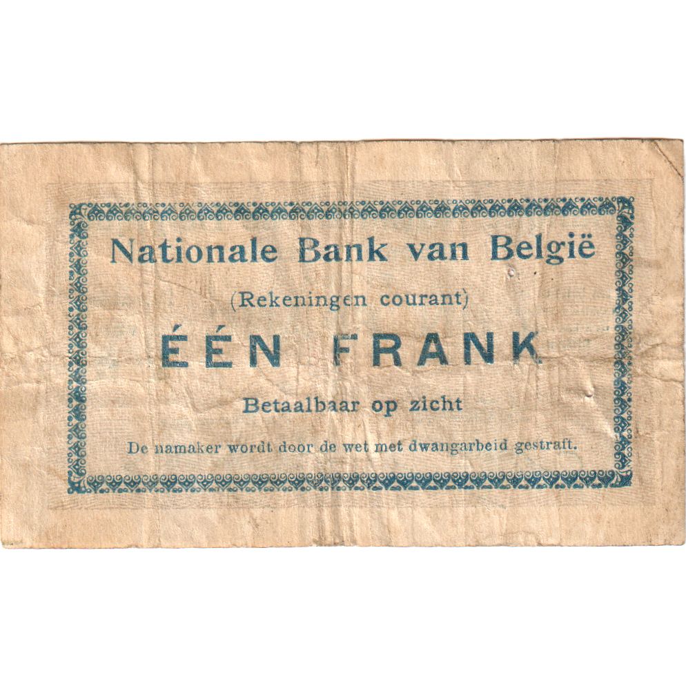 Belgium, 1 Franc, 1914-08-27, EF(40-45)