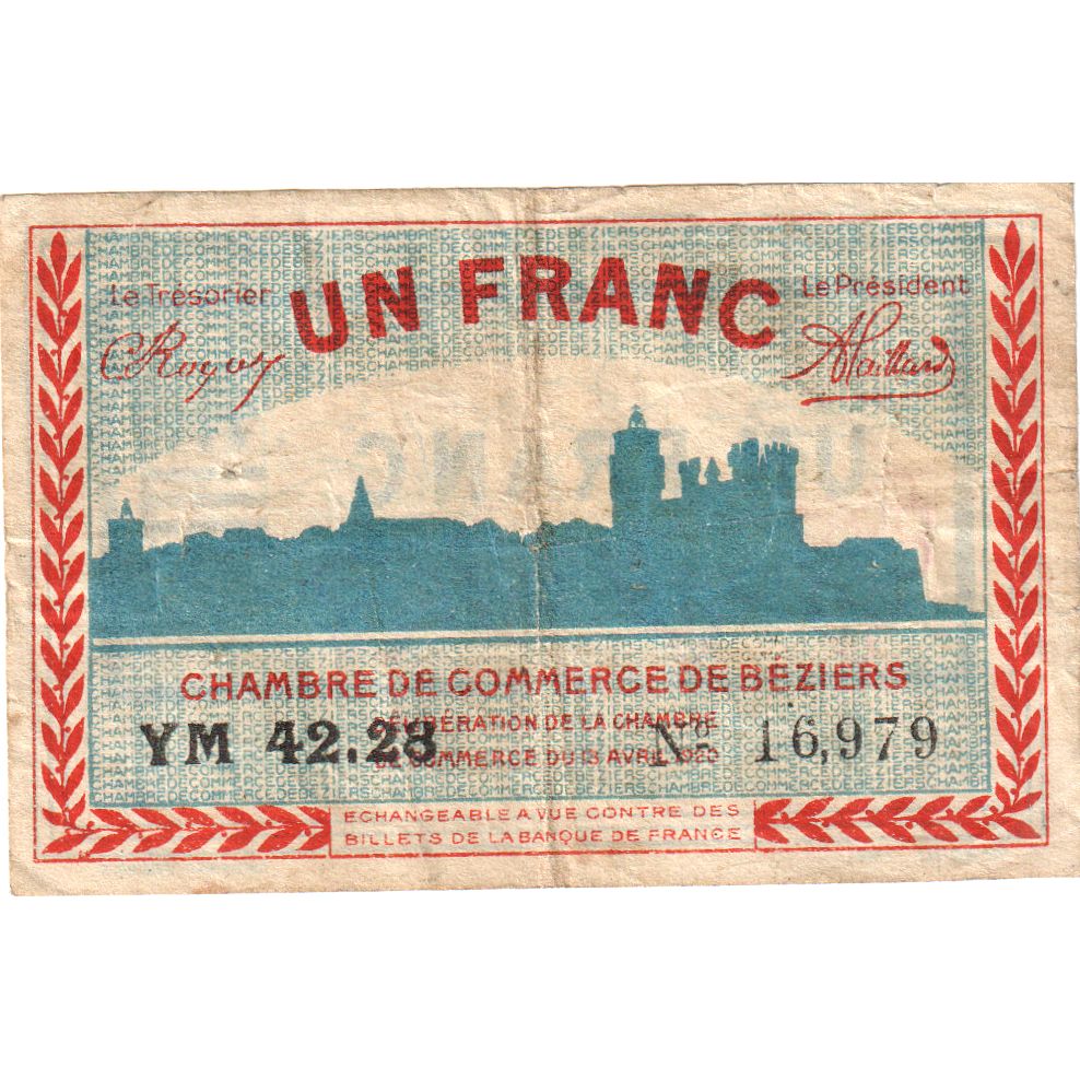 France, 1 Franc, 1918-1921, YM42.28, EF(40-45)