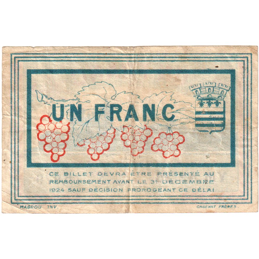 France, 1 Franc, 1918-1921, YM42.28, EF(40-45)