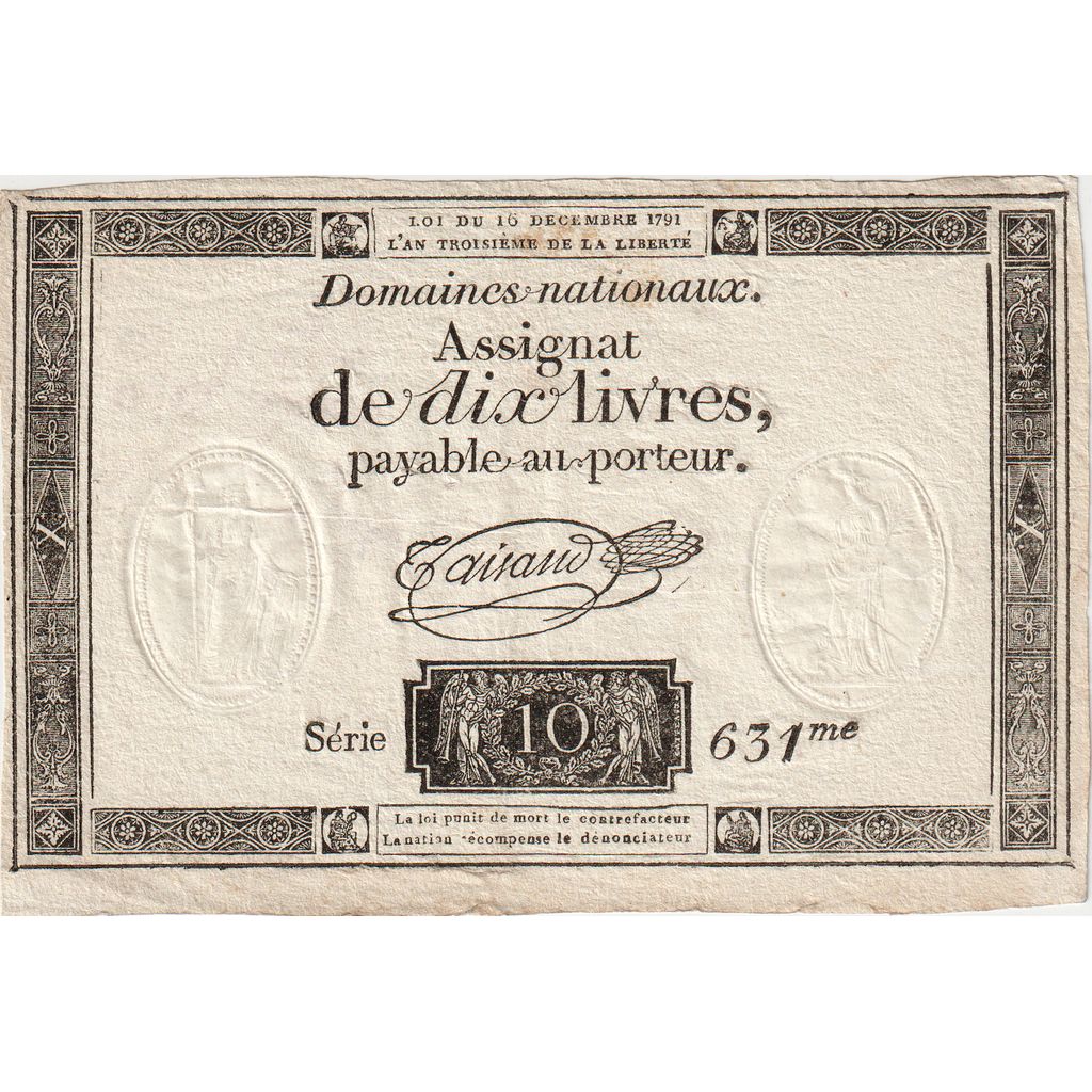 France, 10 Livres, 1791-12-16, 631, AU(50-53)