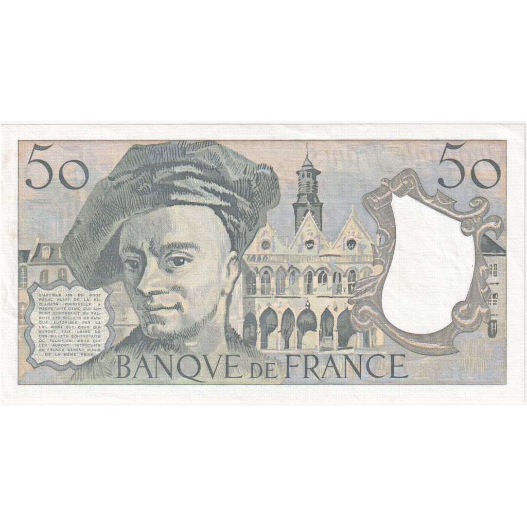 France, 50 Francs, Quentin de La Tour, 1989, K.56, UNC(63)