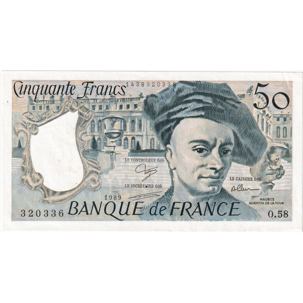 France, 50 Francs, Quentin de La Tour, 1989, O.58, UNC(63)
