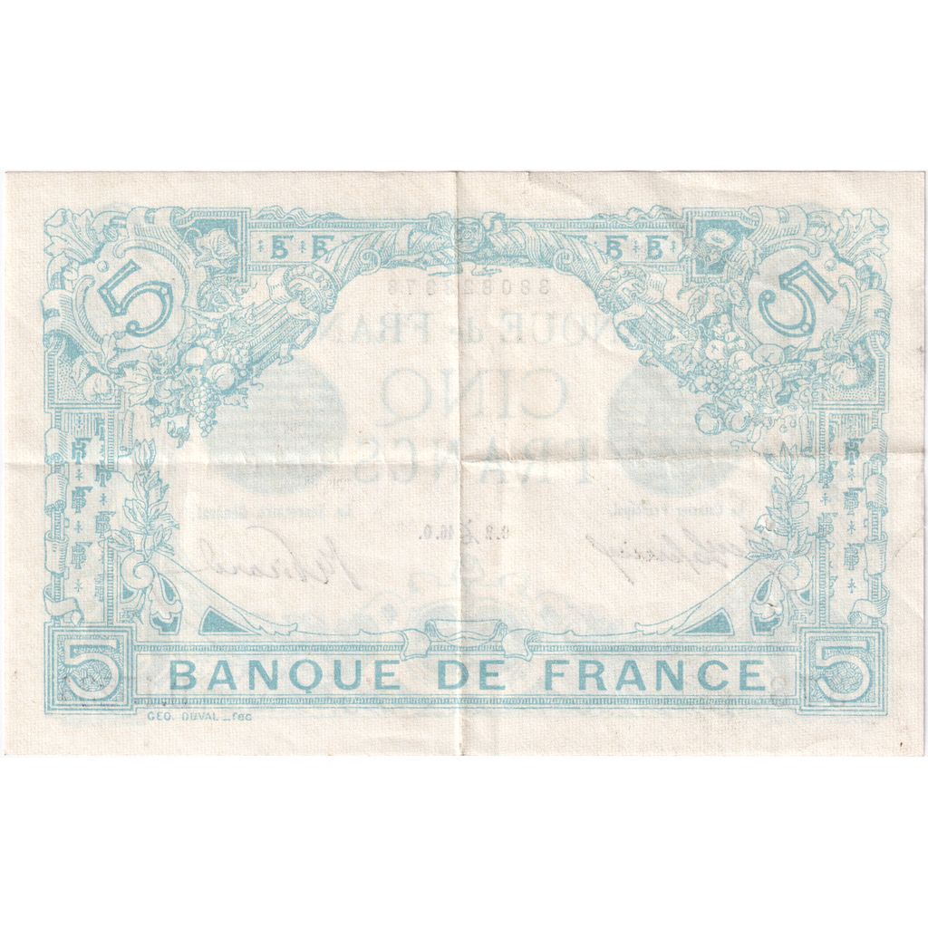 Frankreich, 5 Francs, Bleu, 1916-12-02, D.15234, SS+