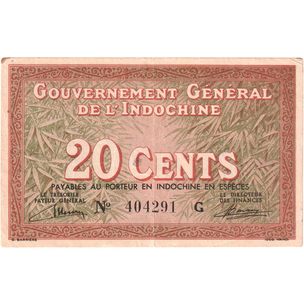 French Indochina, 20 Cents, Undated (1939), SS+
