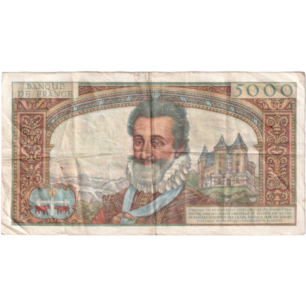 Frankreich, 5000 Francs, Henri IV, 1958-03-06, P.53, S