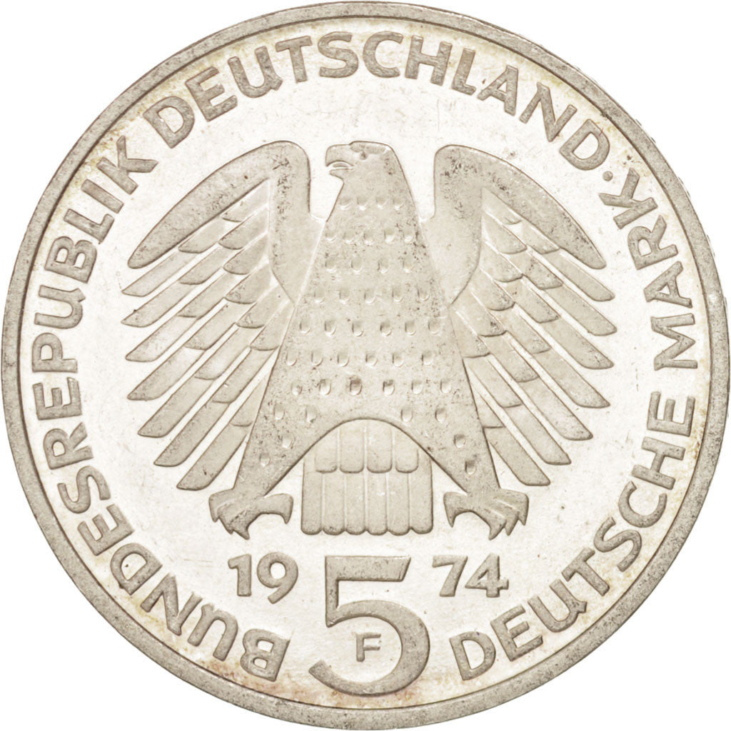 Munten, Federale Duitse Republiek, 5 Mark, 1974, Stuttgart, Germany, PR, Zilver