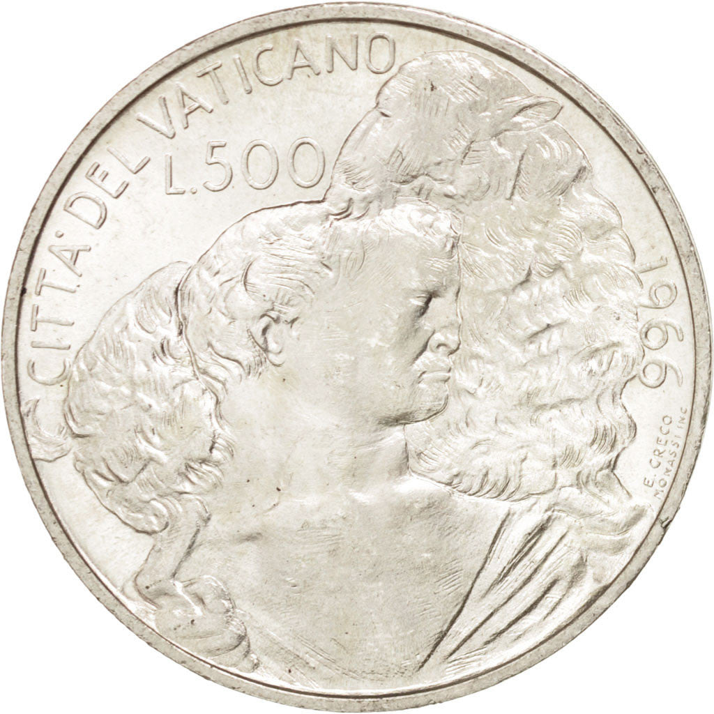 Coin, VATICAN CITY, Paul VI, 500 Lire, 1966, MS(63), Silver, KM:91