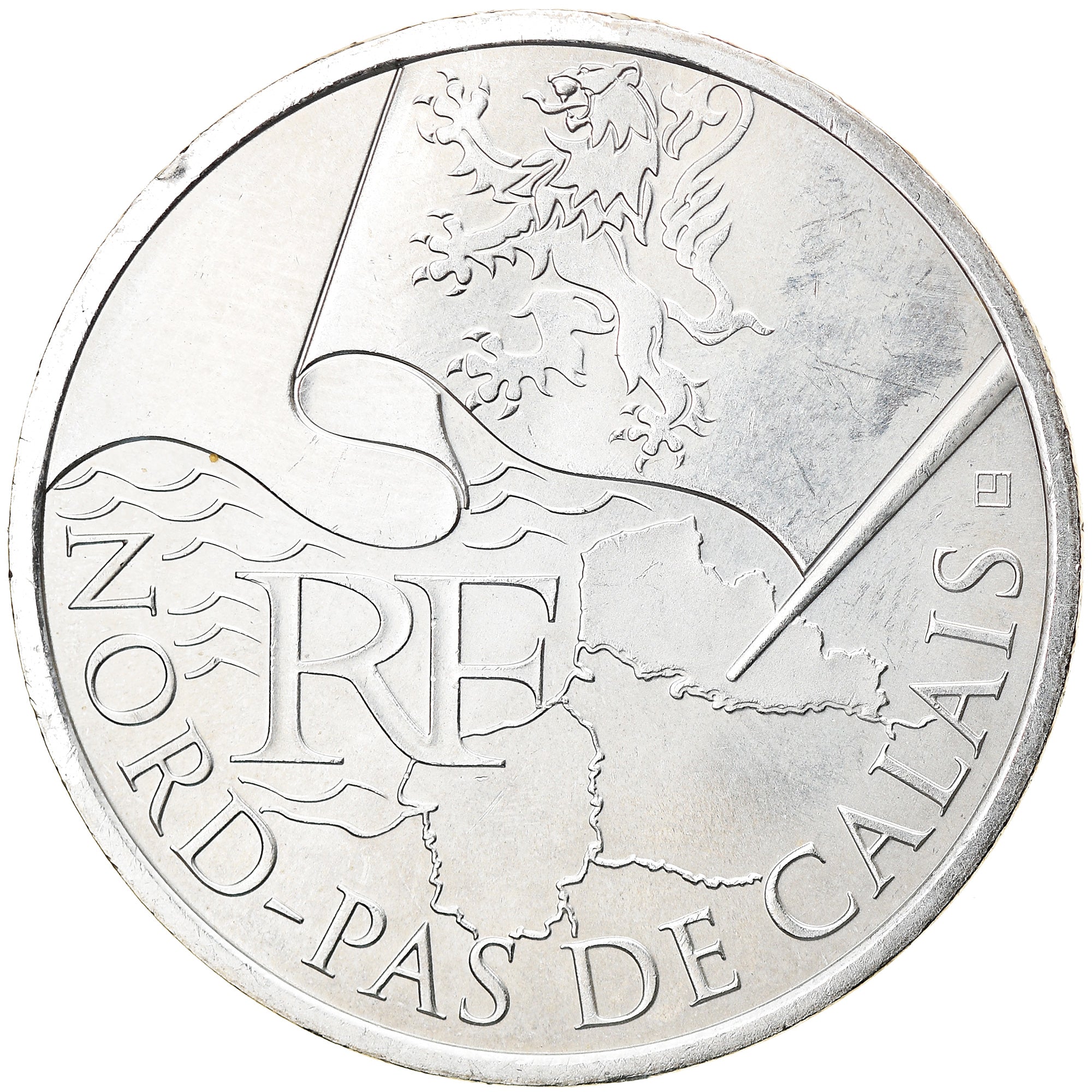 France, 10 Euro, Nord-Pas de Calais, 2010, Paris, AU(50-53), Silver