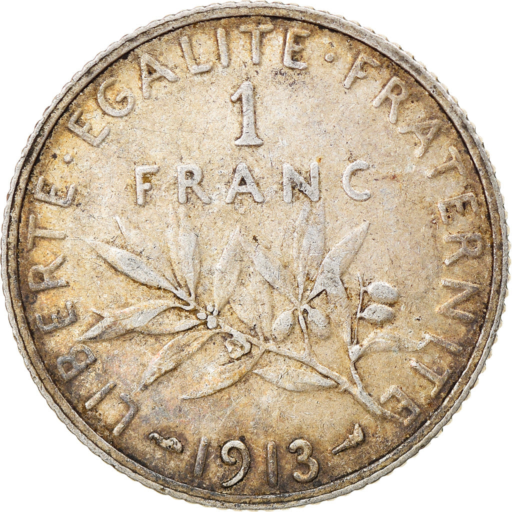 Coin, France, Semeuse, Franc, 1913, Paris, AU(50-53), Silver, KM:844.1