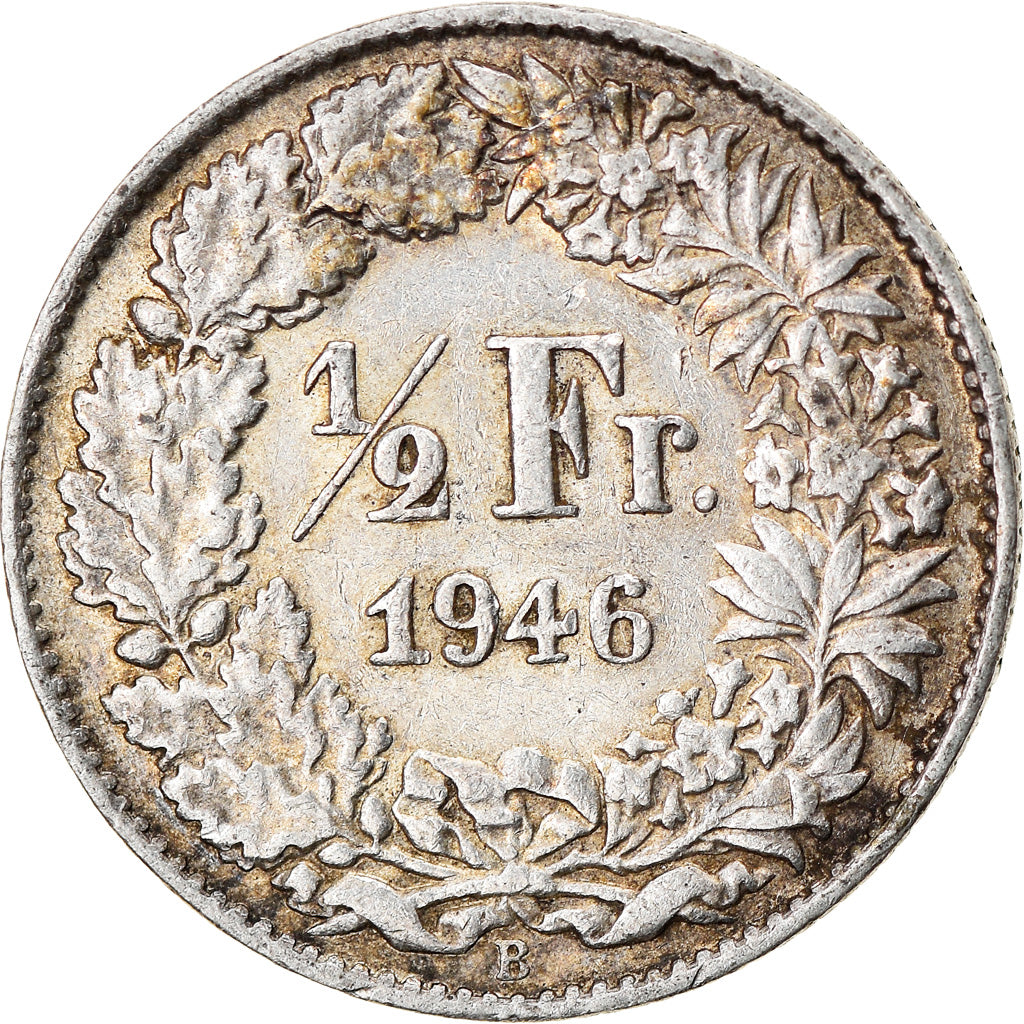 Coin, Switzerland, 1/2 Franc, 1946, Bern, AU(50-53), Silver, KM:23