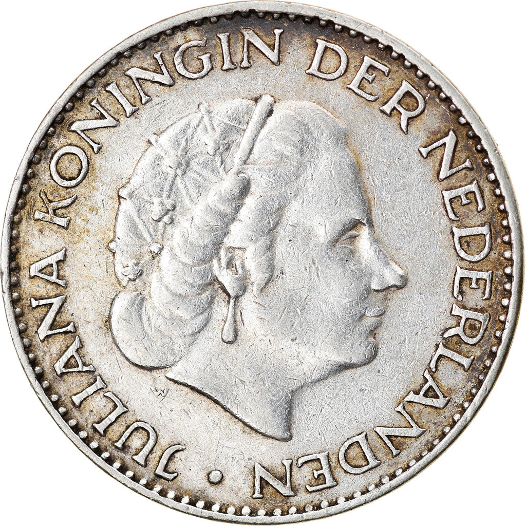 Coin, Netherlands, Juliana, Gulden, 1958, EF(40-45), Silver, KM:184