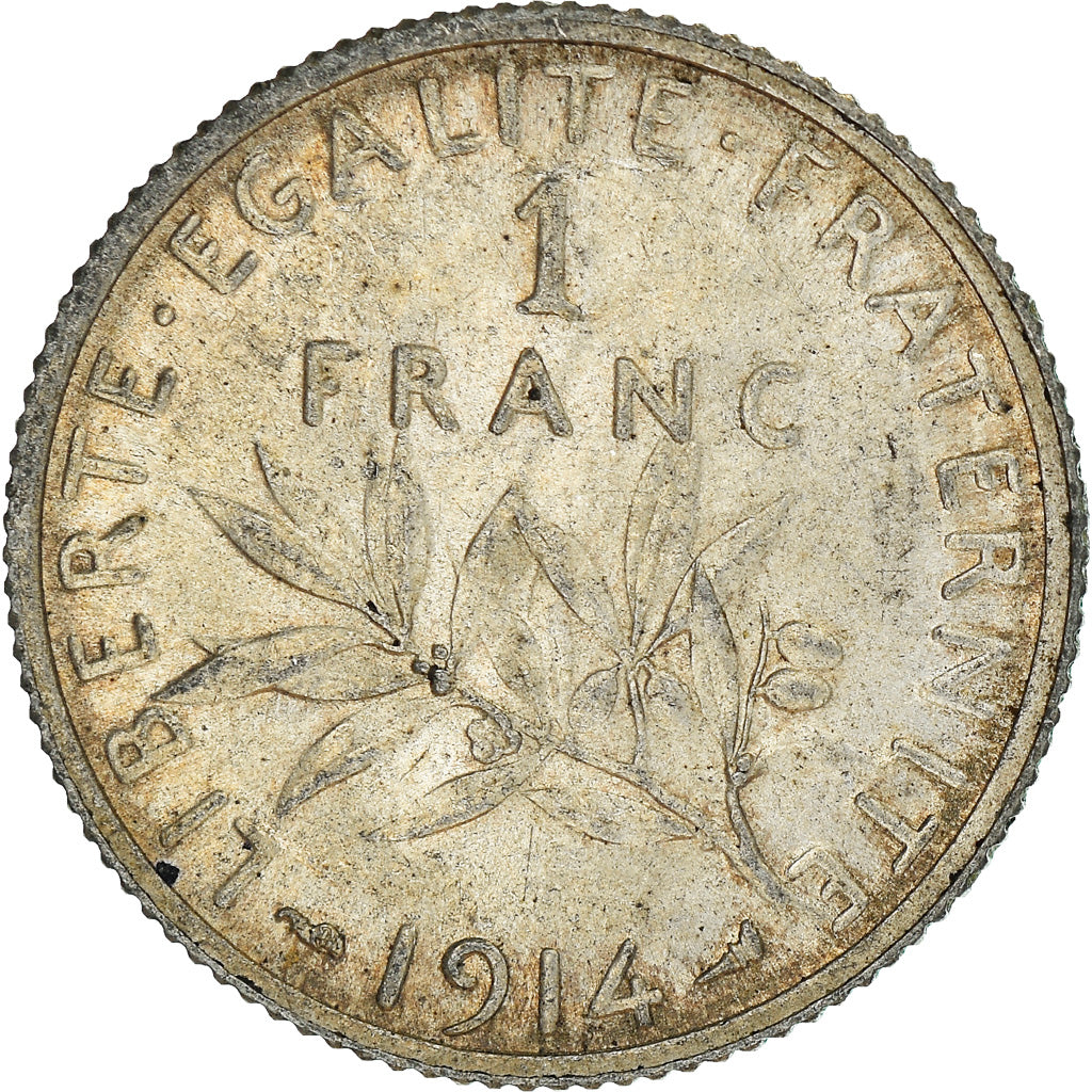 Coin, France, Semeuse, Franc, 1914, Paris, AU(55-58), Silver, KM:844.1