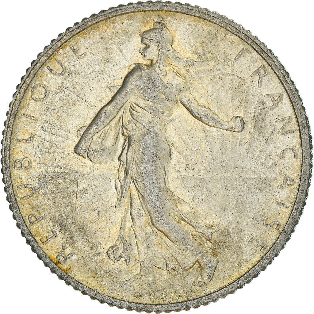 Moneta, Francja, Semeuse, Franc, 1915, Paris, AU(50-53), Srebro, KM:844.1