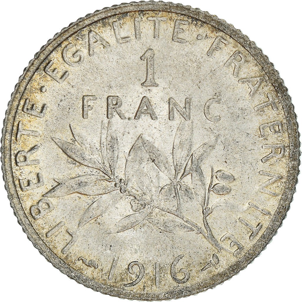 Coin, France, Semeuse, Franc, 1916, Paris, MS(60-62), Silver, KM:844.1
